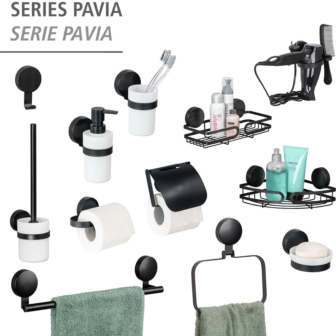 Wenko Pavia Static-Loc® Plus Halter Für Zahnputzbecher, Schwarz – Bild 6