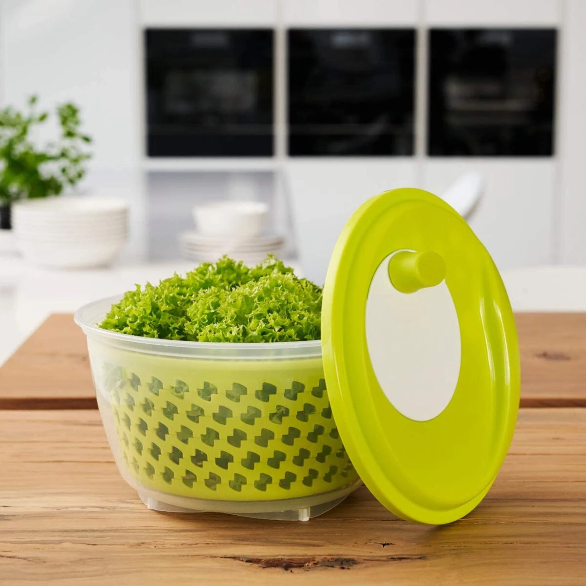 Rotho Fresh Salatschleuder, 4,5L, Grün – Bild 4