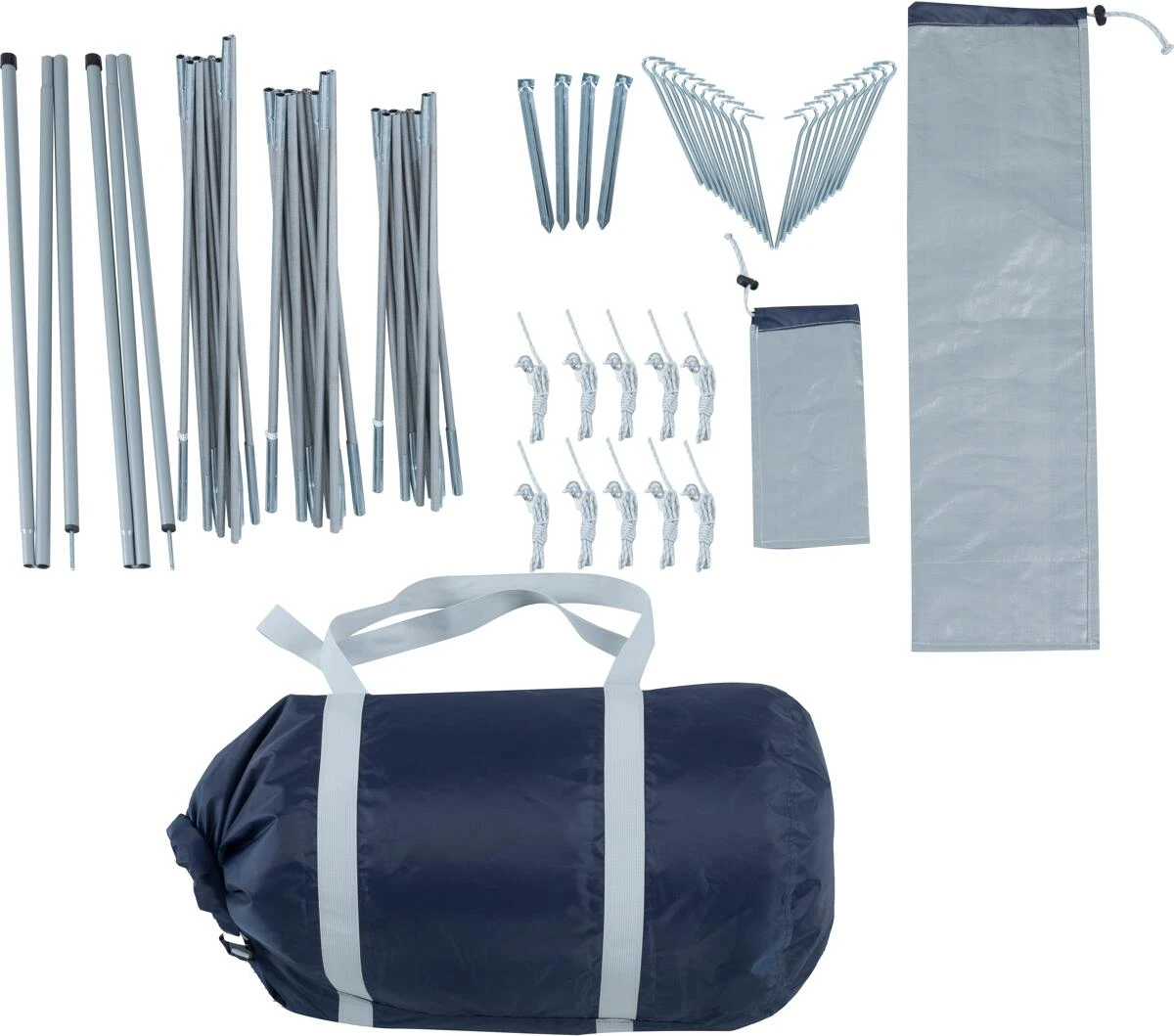 Tambu Suti Familien Tunnelzelt TC, 4 Personen, 450x260x195cm, Grau/blau – Bild 6