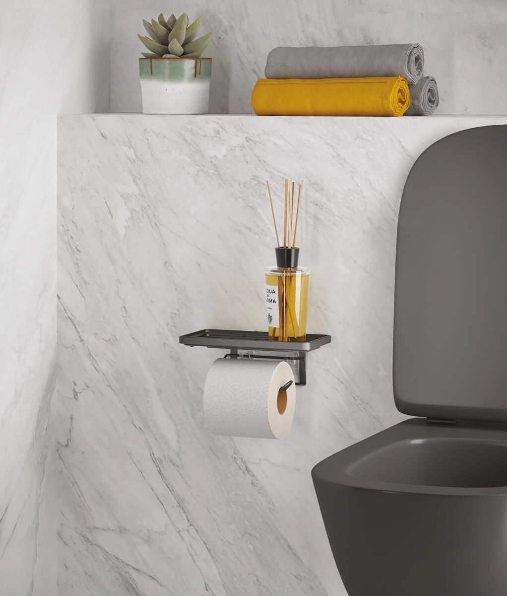 Metaltex U-Fix Origin Lava Toilettenpapierabroller, Schwarz – Bild 4