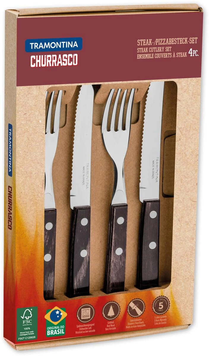 Tramontina Churrasco Steak/Pizzabesteck-Set, 4er-Set – Bild 4