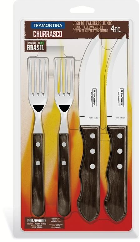 Tramontina Jumbo Steakbesteck, 4-teilig, Braun – Bild 2