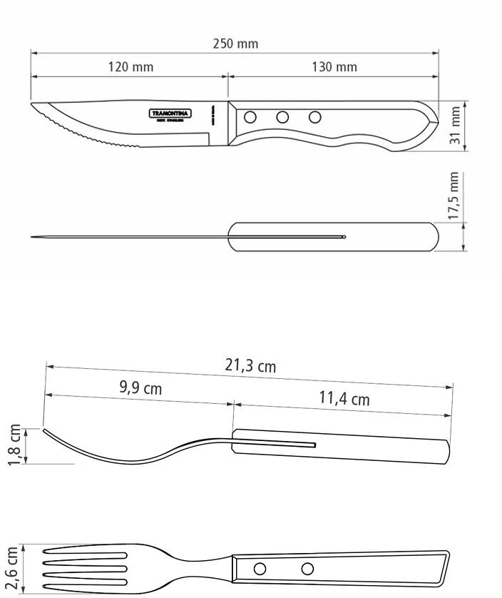 Tramontina Jumbo Steakbesteck, 4-teilig, Braun – Bild 3