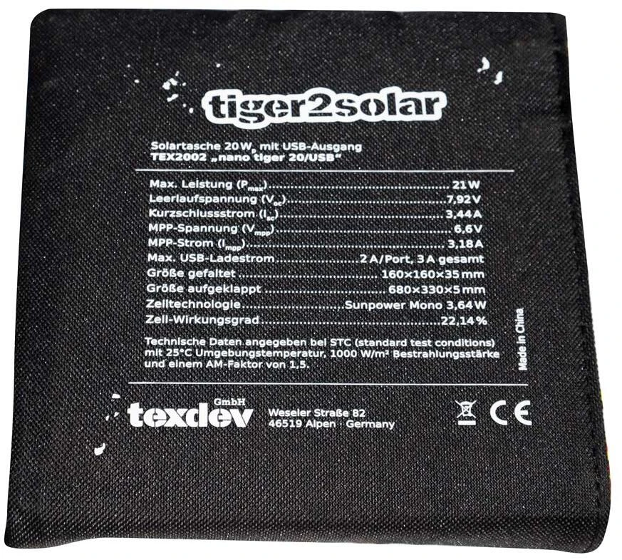 Tigerexped Nano Tiger 20 Solarmodul, USB-Anschluss, 21W – Bild 3