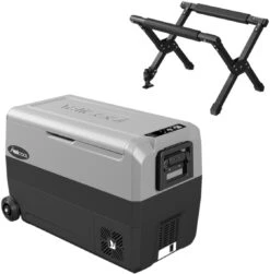 Yeticool TX50 Grey DualZone Kompressor-Kühlbox, (12/24/230V, 50L, Grau) + ST1 Klappbarer Kühlboxständer - Camping Wagner Edition
