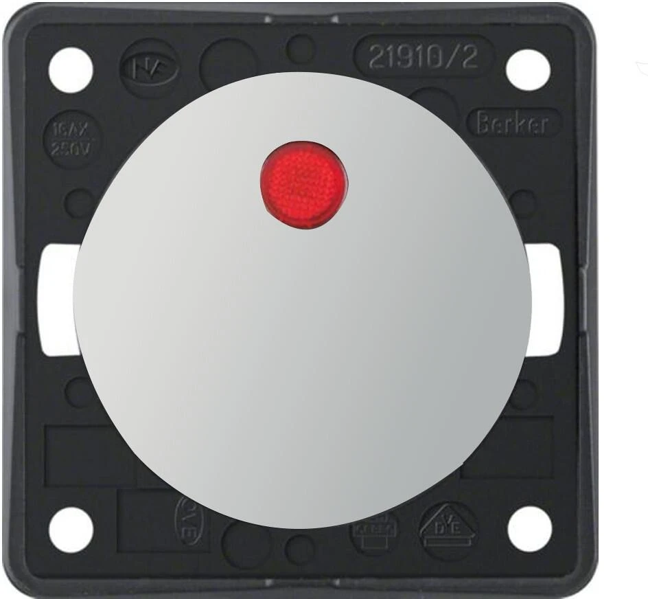 Berker Integro Flow/Pure Kontroll-Ausschalter, Beleuchtet, Chrom Gänzend, 230V