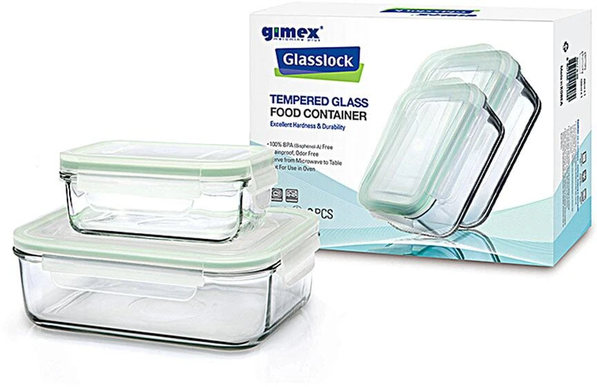 Gimex Glasslock Behälter, 2er Set, Grün