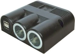 Pro Car Dreifachsteckdose, Mit Aufbau USB, 2x2500mA, Ohne Bodenplatte