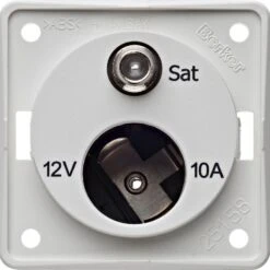 Berker Integro Flow/Pure Kombisteckdose, 12V/SAT, Polarweiß
