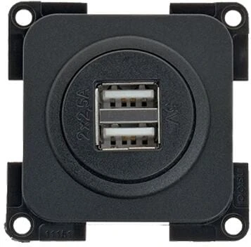 Inprojal System 20.000 USB Ladesteckdose, 2-fach, Schwarz