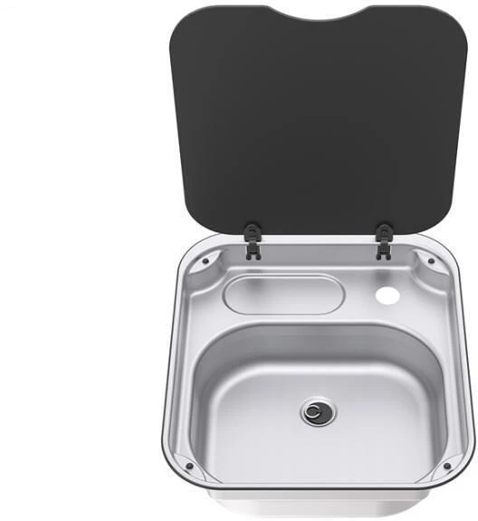 Thetford Spüle Mit Glasdeckel, Edelstahl, 7,5L, Rechteckig