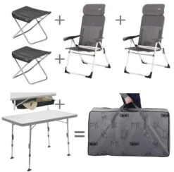 Crespo Valencia Stuhl- Und Tischset, Ungepolstert, Mit Fußauflage, Anthrazit