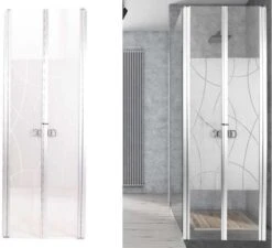 Duschtür, 2 Flügel, 180x60cm, Acrylglas/Alu