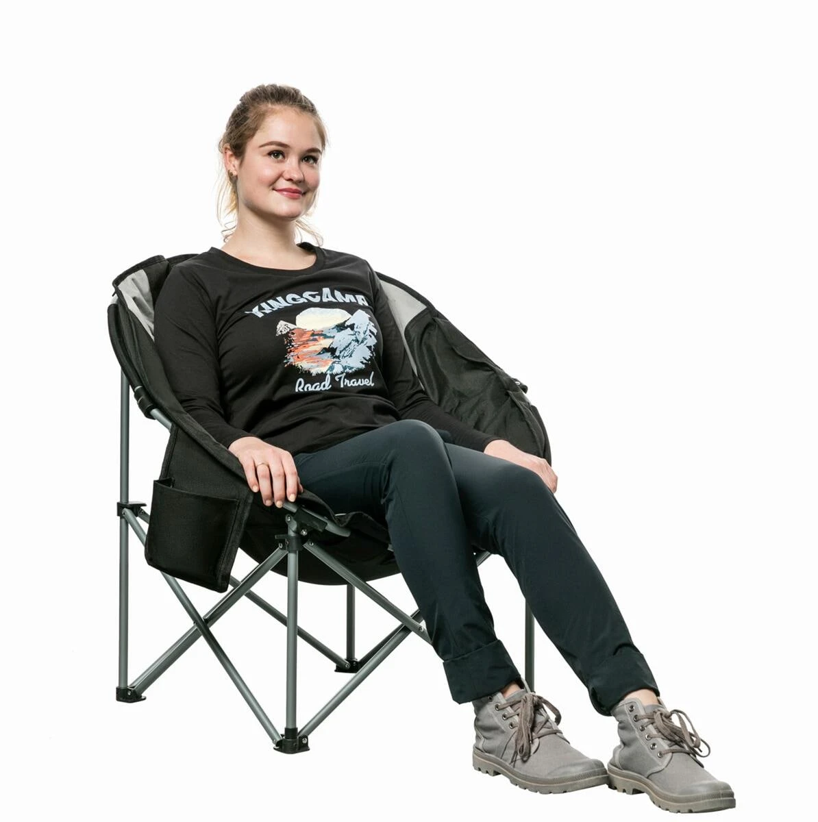 KingCamp Deluxe Moonchair, Schwarz/grau – Bild 8