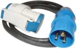 Adapterkabel CEE Stecker/CEE Winkelkupplung Mit Steckdose, 2,5mm², 1,5m