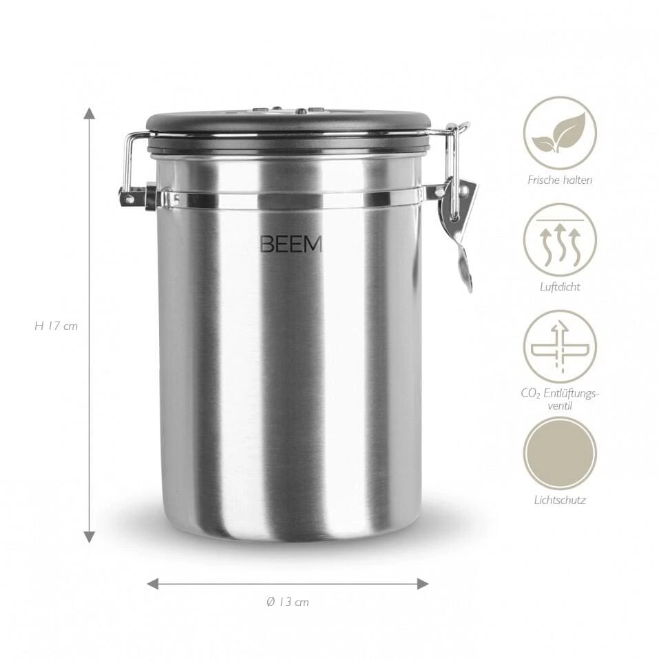 BEEM Kaffeedose Mit Dosierlöffel, Edelstahl – Bild 2