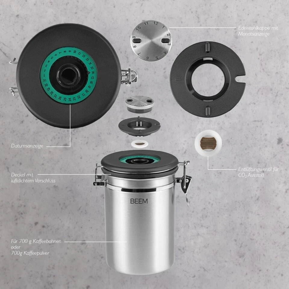 BEEM Kaffeedose Mit Dosierlöffel, Edelstahl – Bild 4