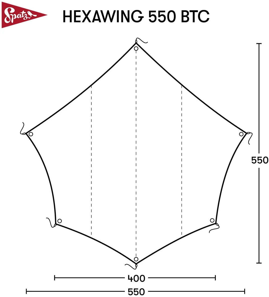 Spatz Hexawing 550 BTC Tarp, 550x550x400cm, Braun – Bild 2