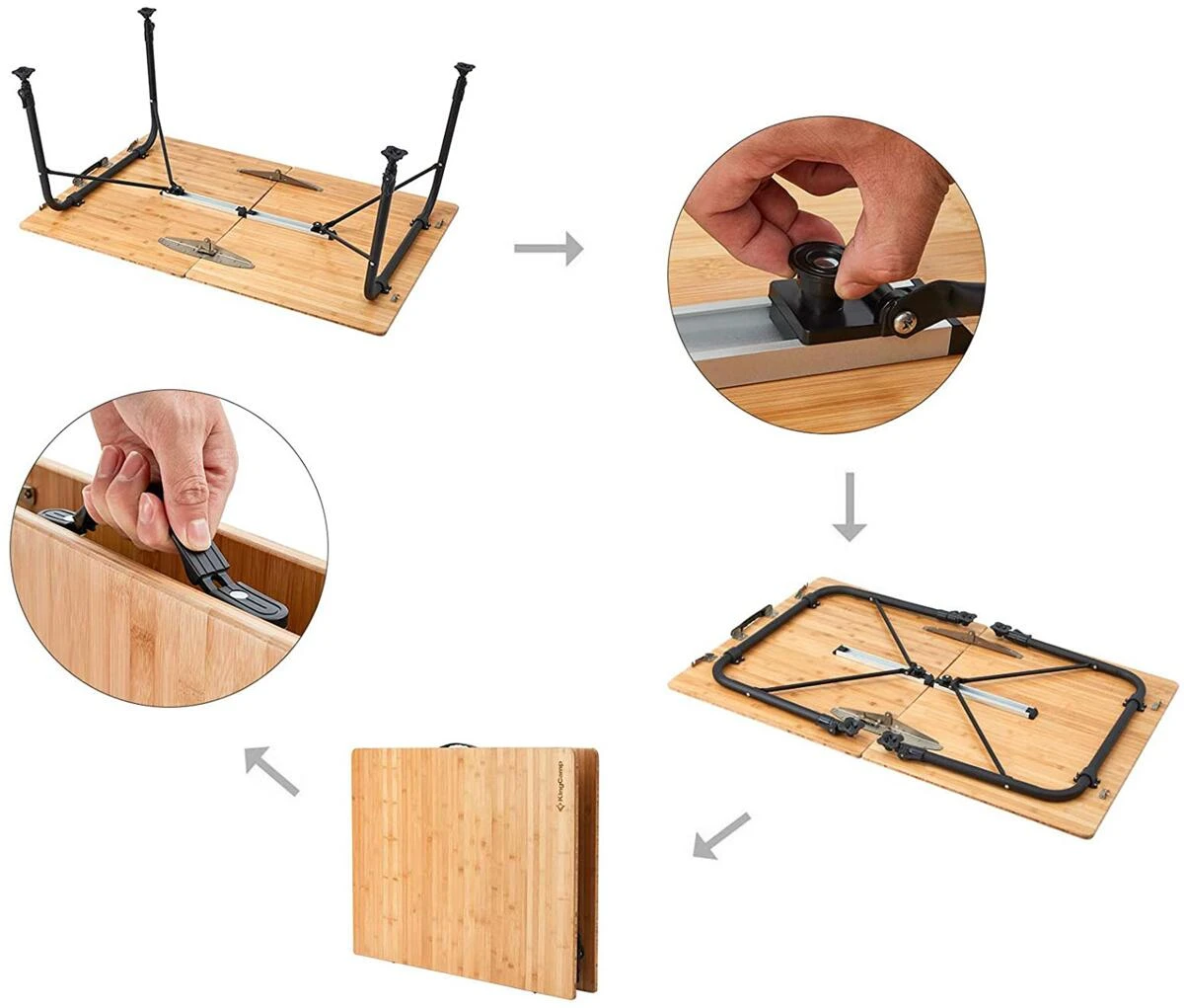 KingCamp Bamboo Deluxe Campingtisch, 120x80cm – Bild 5