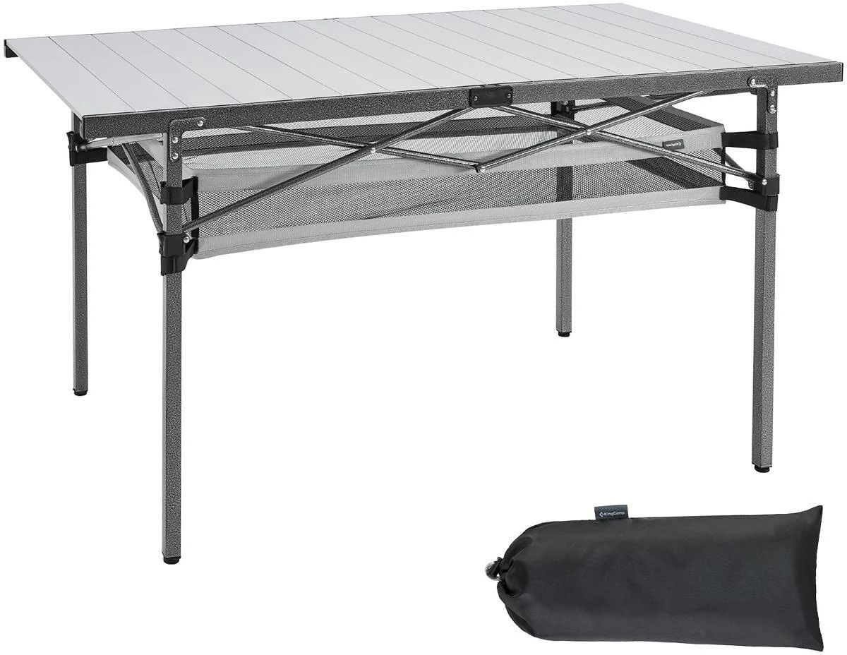 KingCamp Granite Plus Rolltisch, 136x70x70cm, Silber/schwarz