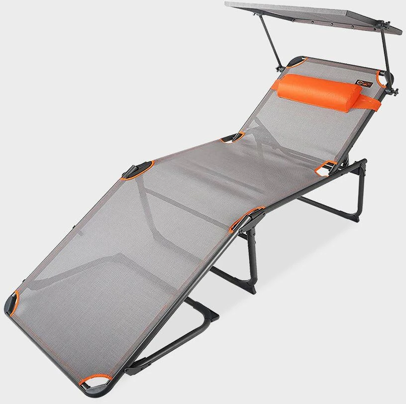 Portal Outdoor Kevin XXL Campingliege, Grau/orange – Bild 3